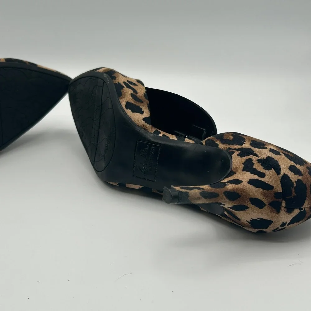 Abella Satine 2 Heel Women 8M Brown Leopard Print Pointed Toe d'Orsay Pumps Chic
